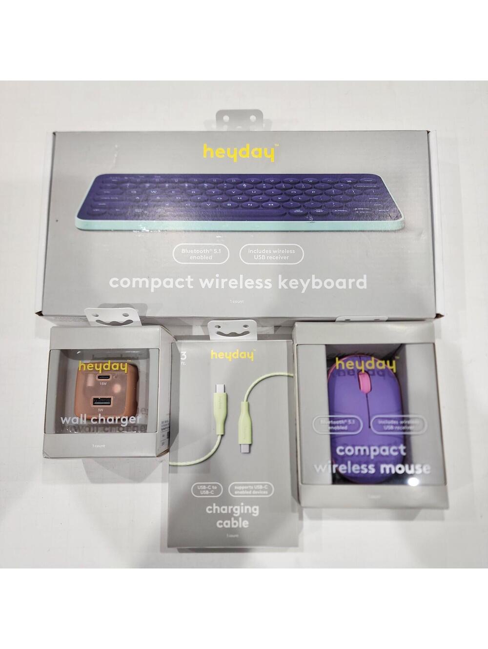 *Bundle* HeyDay Bluetooth Keyboard / Mouse / Wall Charger /Cable LOT 5